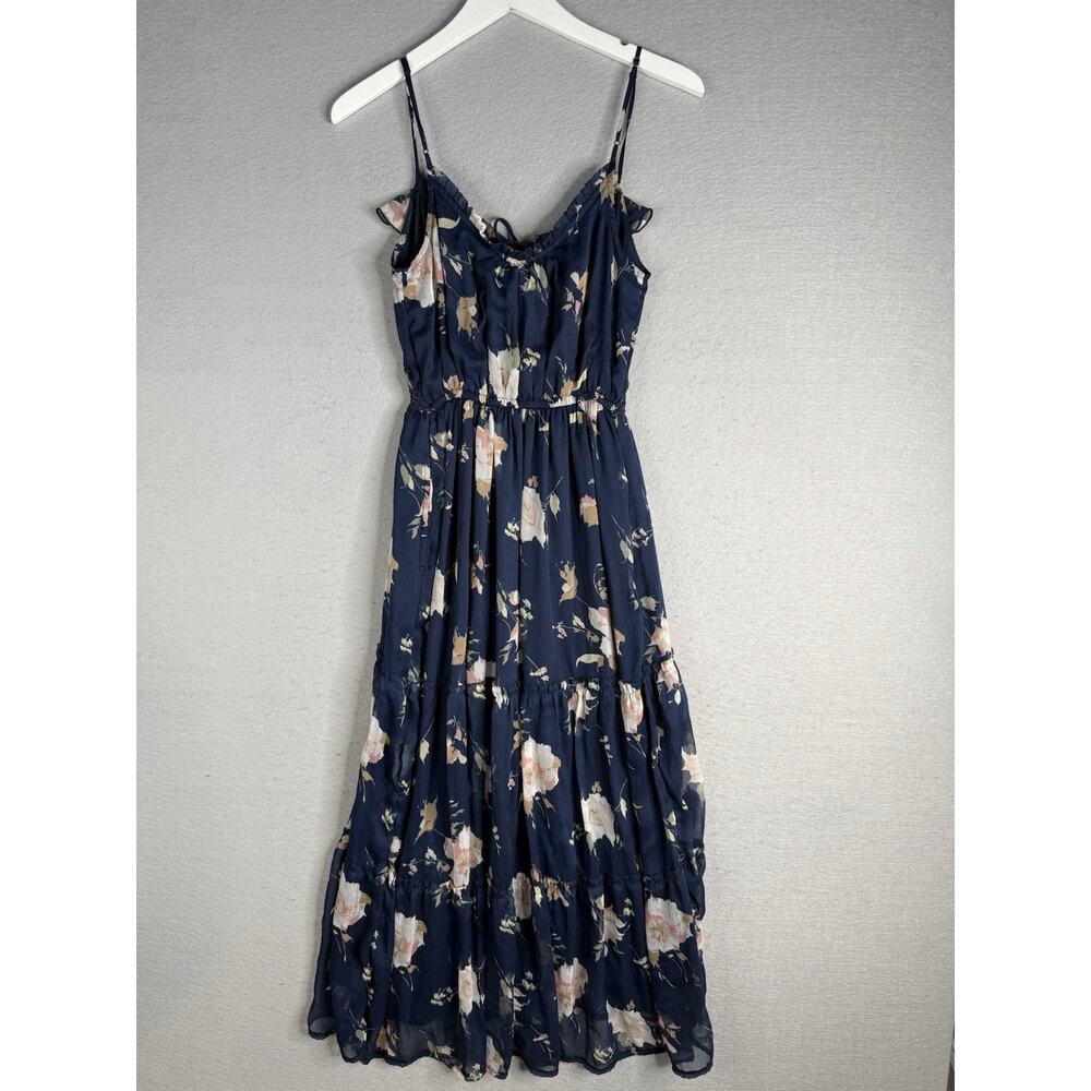 Abercrombie & Fitch Tiered‎ Maxi Dress Womens S Navy Floral Cottagecore Feminine